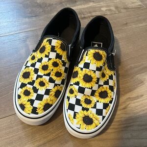 Sunflower Checkered Vans Slip-On Shoes